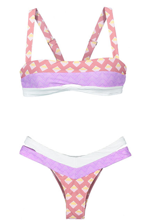 Pink Holiday Summer Print Peek-a-boo Bikini