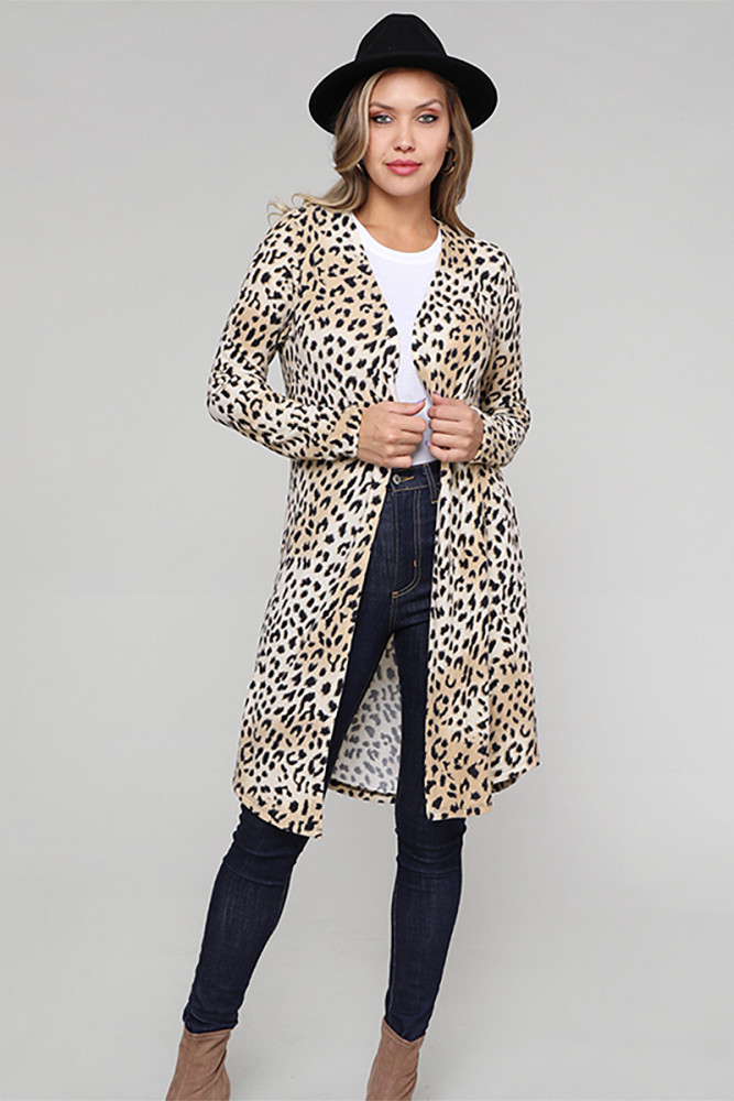 Leopard Print Long Cardigan