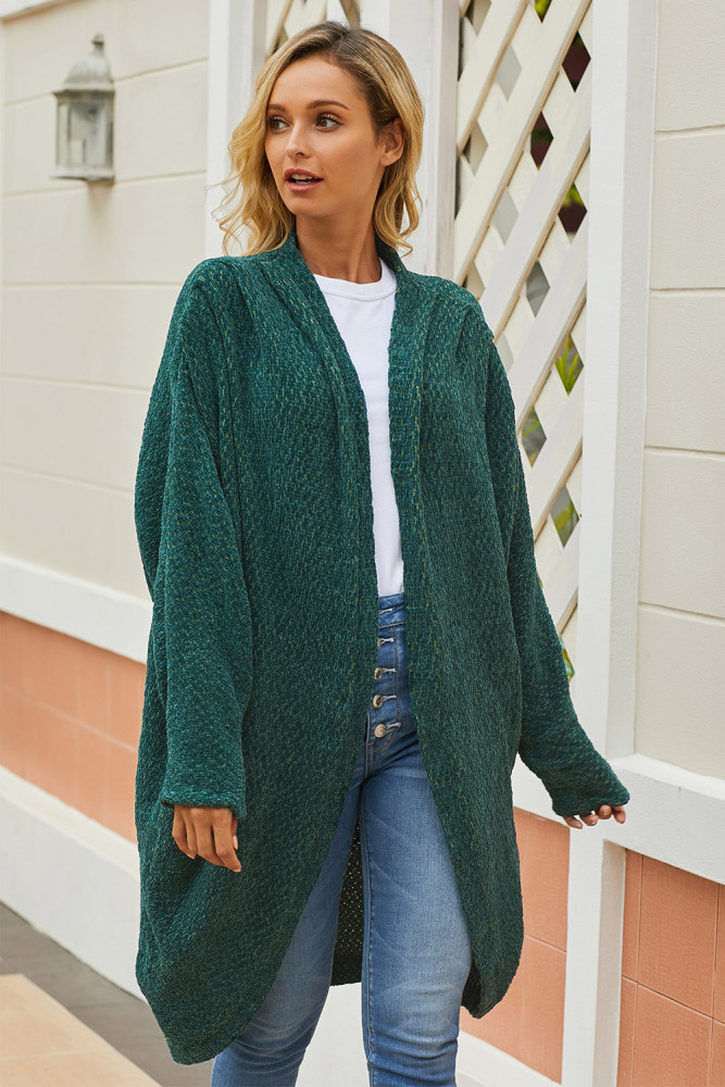 Green Batwing Sleeve Cardigan