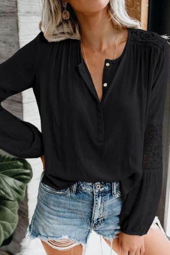 Black Hi-lo Hemline Lace Blouse