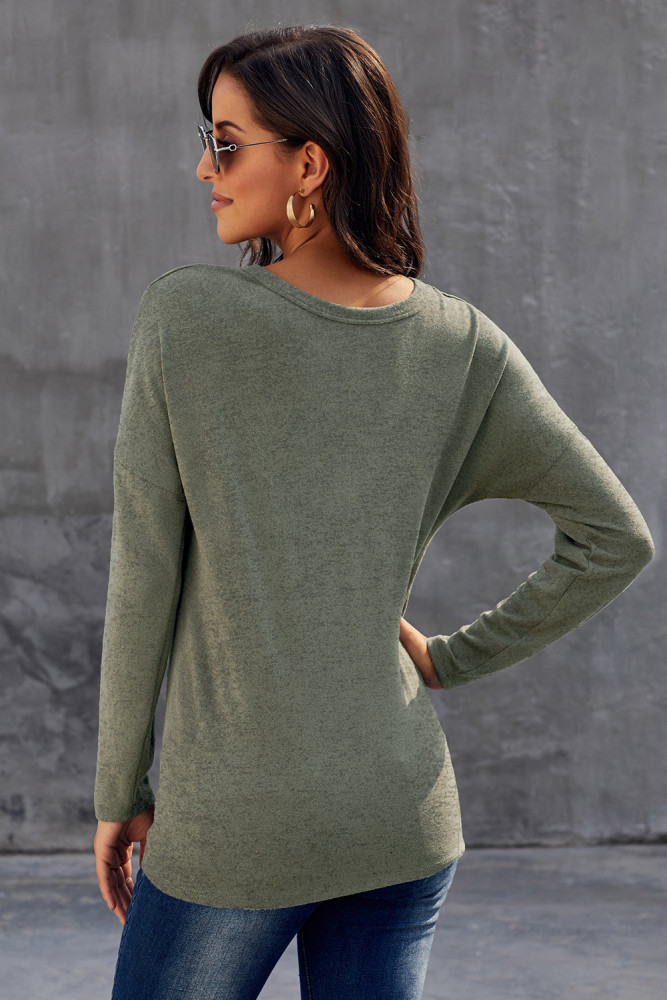 Green Dearly Loved Button Up Top