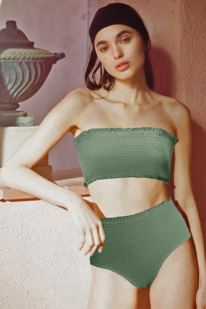 Green Smock High Waist Bikini