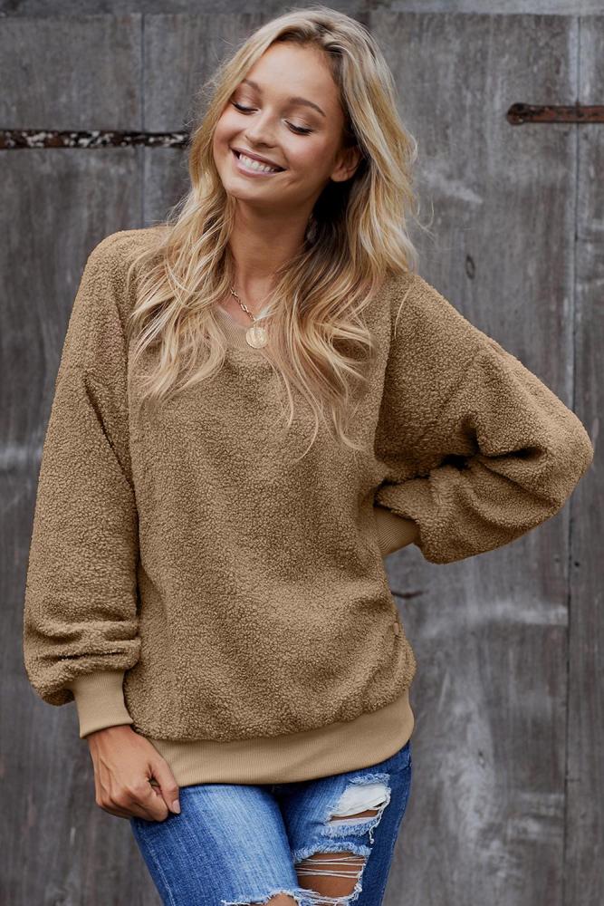 Khaki Terry Thread Cashmere Sweatshirt