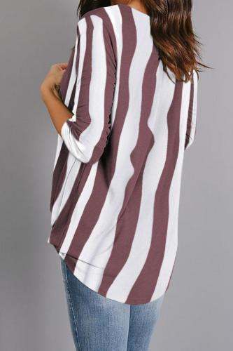 Red V-Neck Wrap Front Irregular Twist Hem Blouse