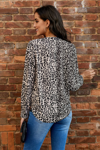 Leopard Out Of Sight Mixed Print Drape Blouse