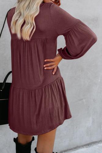 Red Wanderlust Pocketed Tiered Tunic