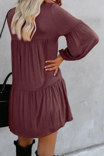 Red Wanderlust Pocketed Tiered Tunic