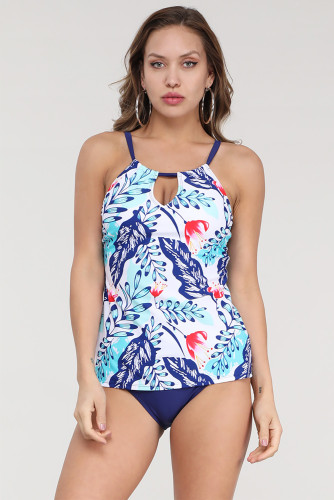 Plant Print 2pcs Tankini Swimsuit