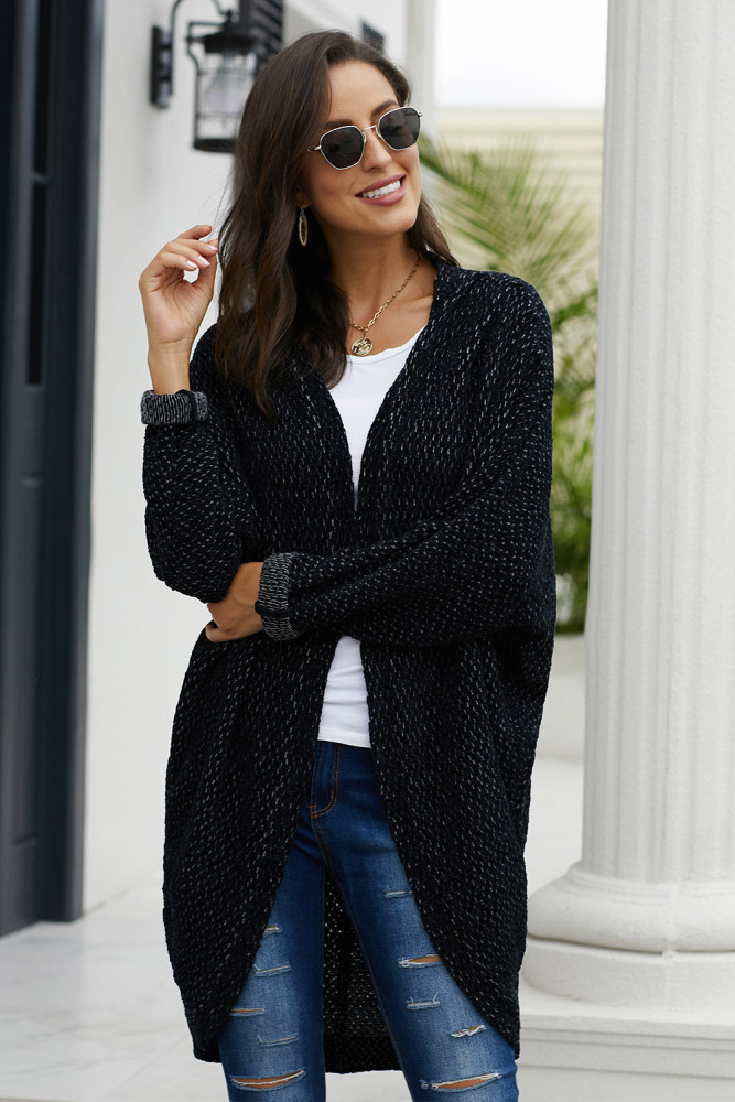 Black Batwing Sleeve Cardigan