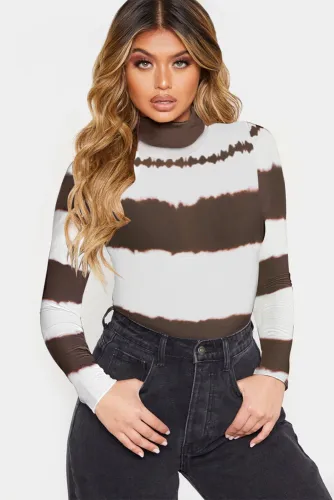 Color Block Tie Dye High Neck Bodysuit