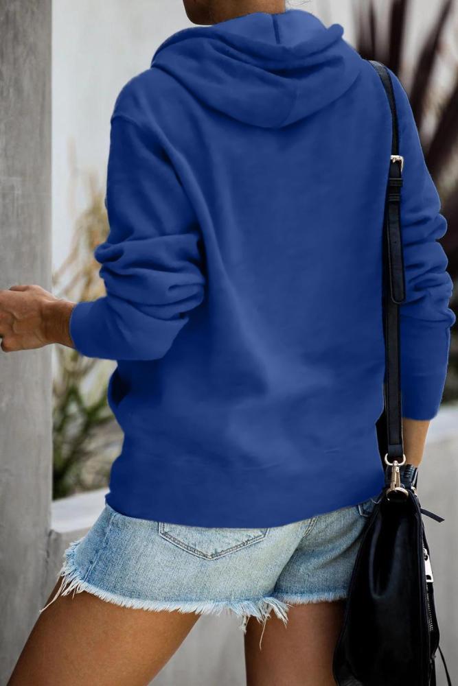 Blue Stay Home Squad Pocketed Cotton Blend Hoodie