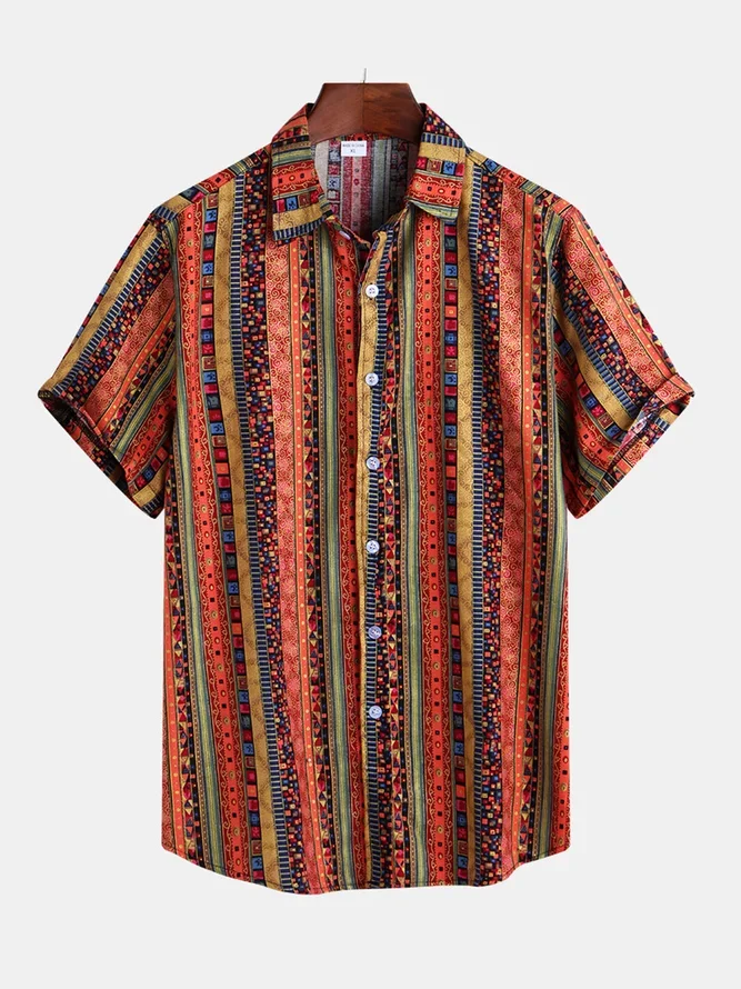 Men's Beach Geometric Printed Shirts