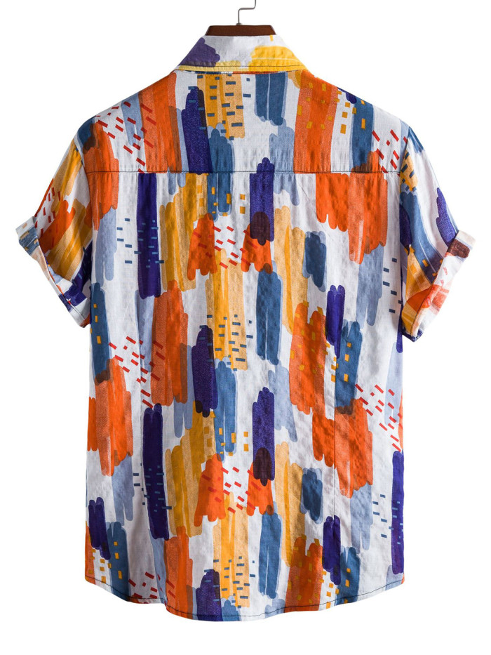 Men's lapel printed shirt
