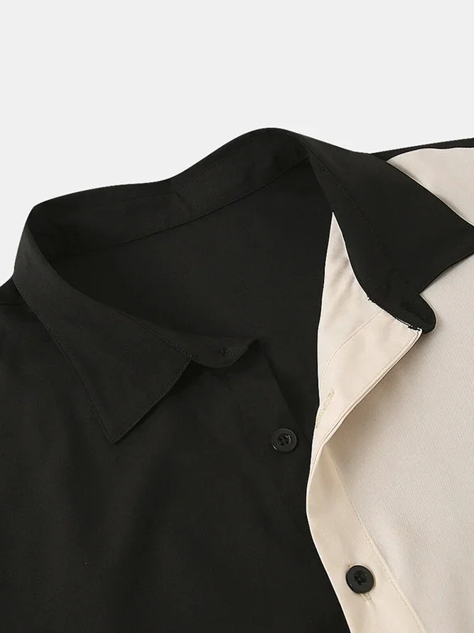 Black Cotton-Blend Statement Shirt Collar Shirts
