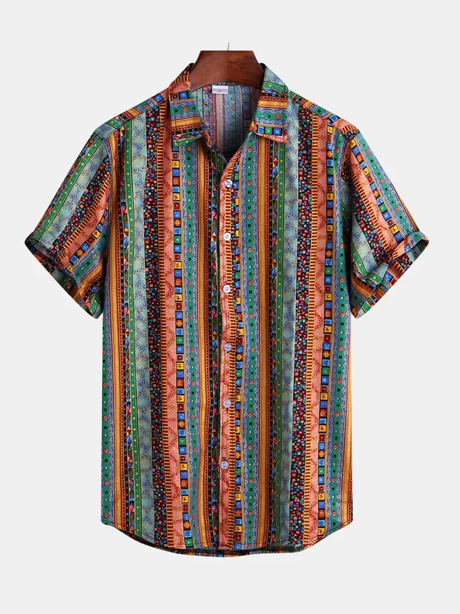 Men's Beach Geometric Printed Shirts