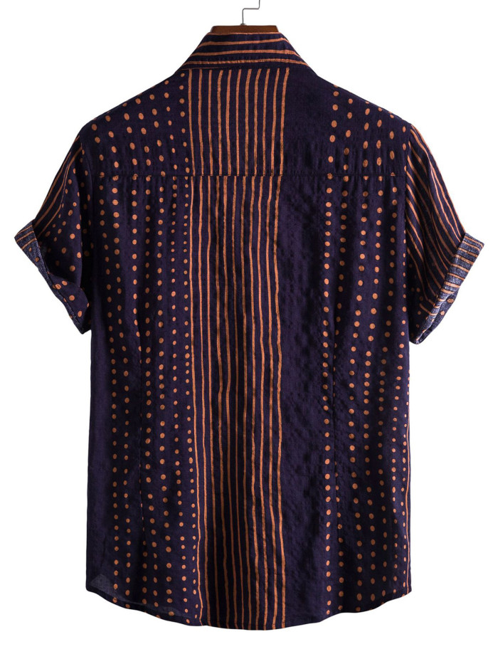 Men's Hawaiian Casual Lapel Striped Shirt