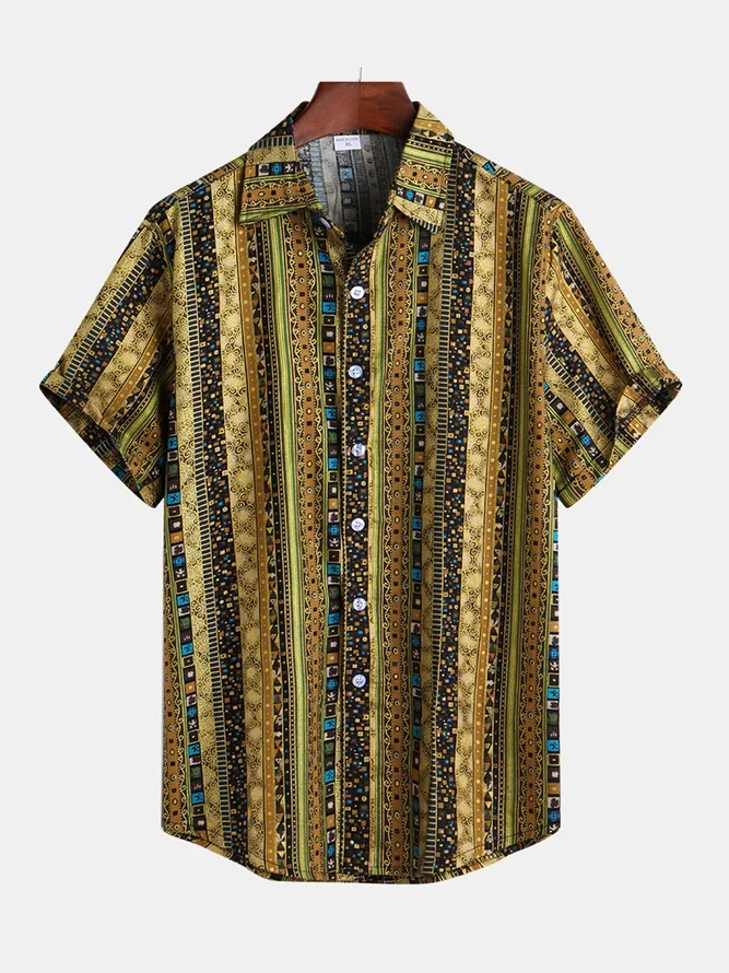 Men's Beach Geometric Printed Shirts