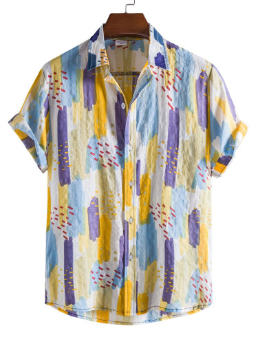 Men's lapel printed shirt