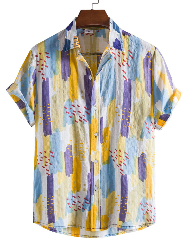 Men's lapel printed shirt