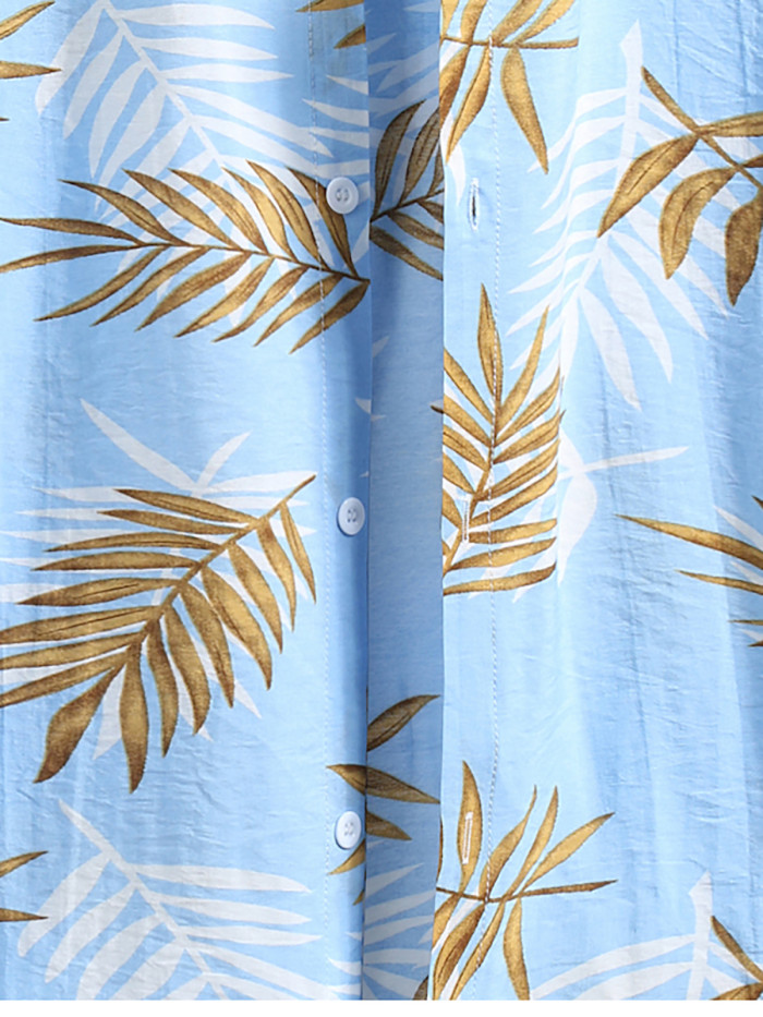 Hawaiian Blue Print Casual Shirt