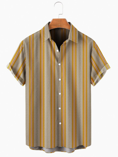 Mens Wide And Narrow Multicolor Striped Lapel Shirt