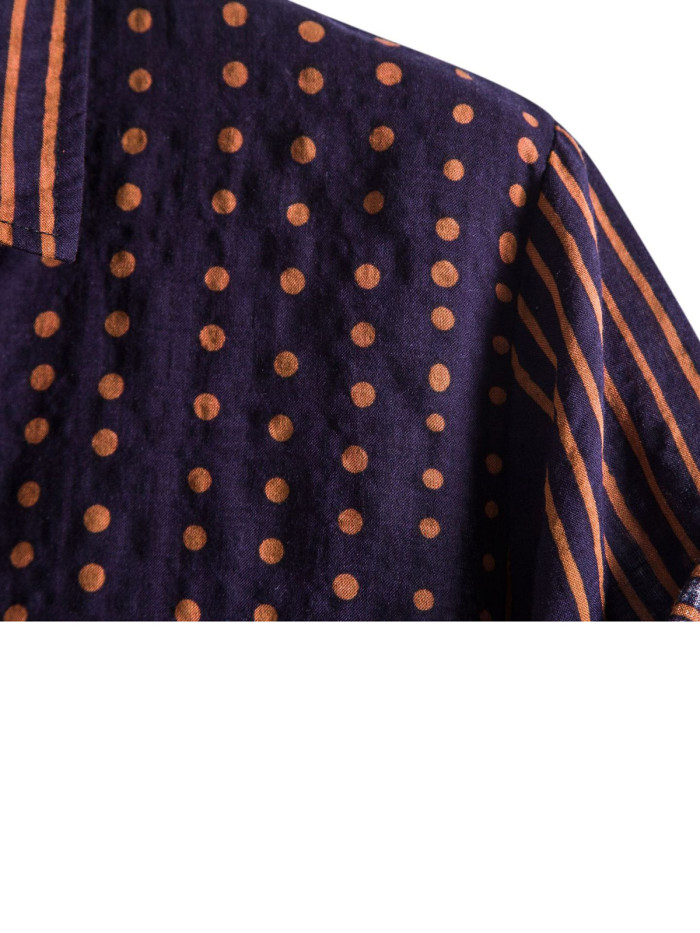 Men's Hawaiian Casual Lapel Striped Shirt