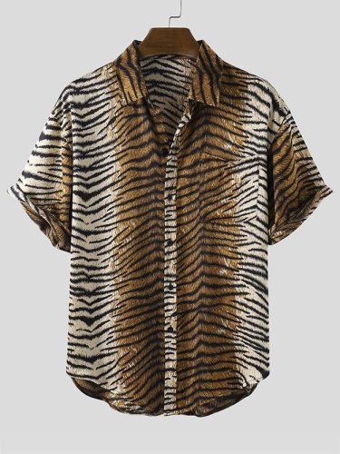 2021 ethnic retro striped Hawaiian shirt