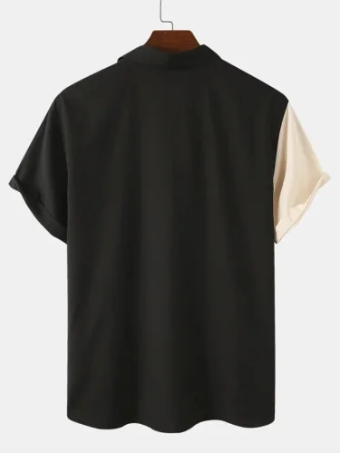 Black Cotton-Blend Statement Shirt Collar Shirts