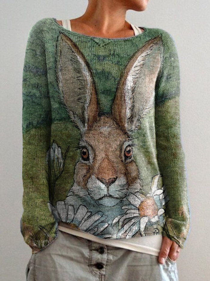 Vintage Long Sleeve Animal Shift Shirts & Tops