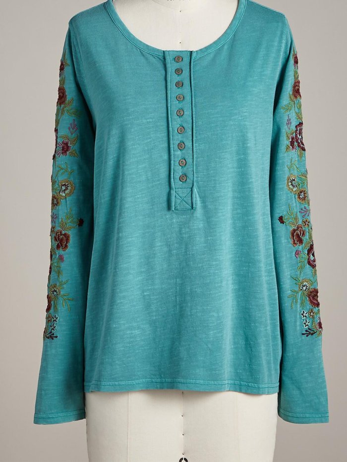 Printed Boho Long Sleeve Shirts & Tops