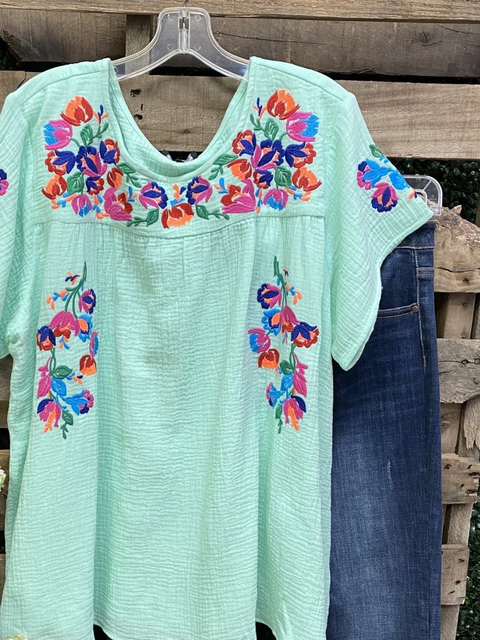 Short Sleeve Shift Casual Crew Neck Shirts & Tops