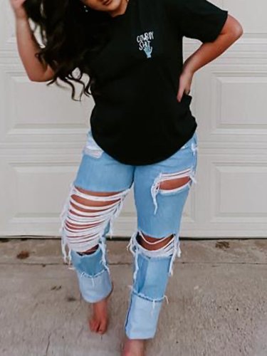 Short Sleeve Cotton-Blend Casual Shirts & Tops