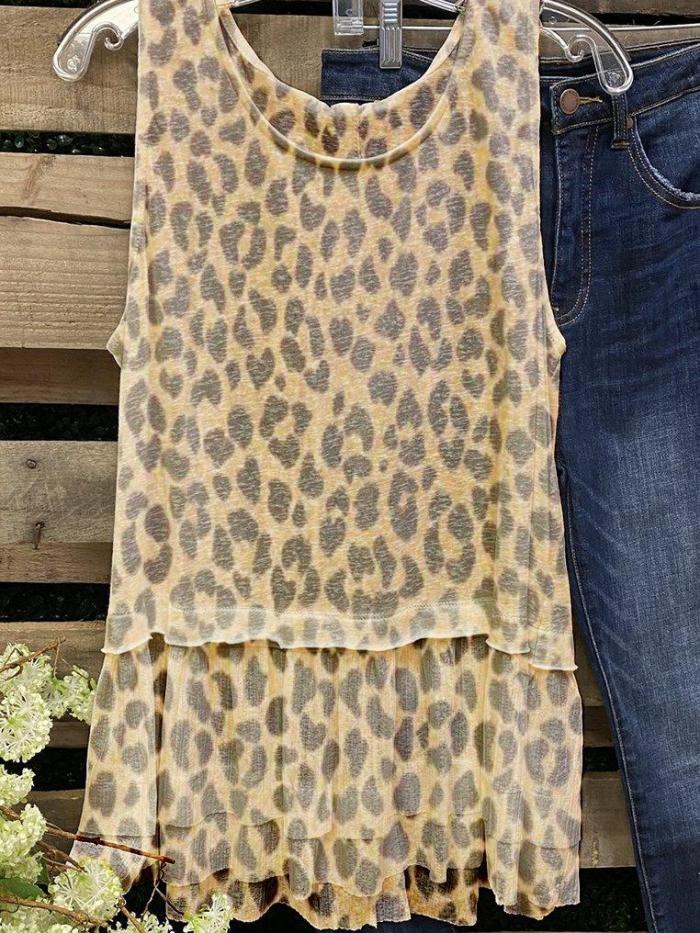 Leopard Vintage Jersey Tanks