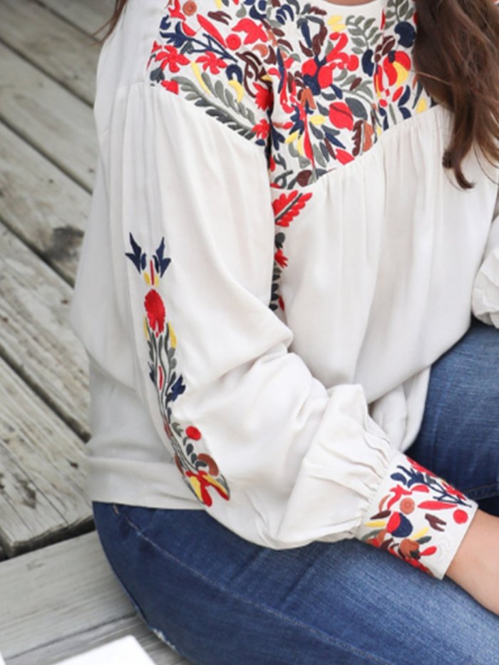 Vintage Printed Long Sleeve Shirts & Tops