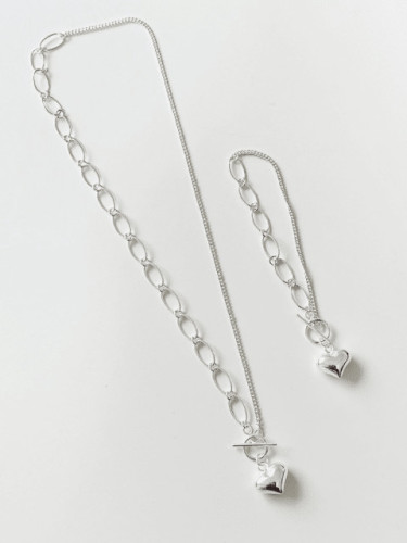 925 Sterling Silver Heart Minimalist Link Bracelet