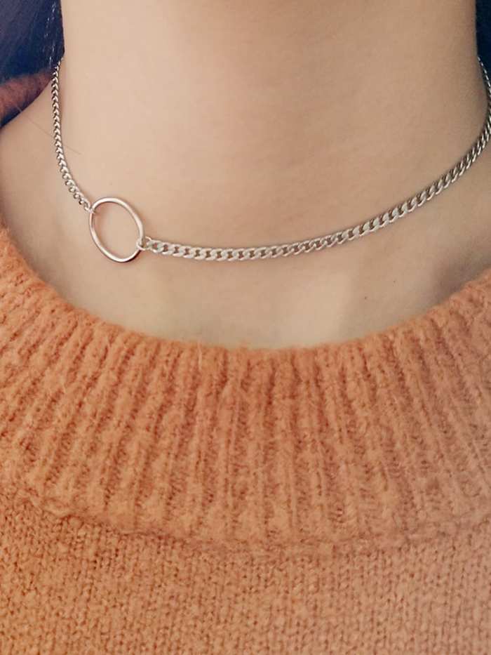 925 Sterling Silver Round Minimalist Choker Chain  Choker Necklace