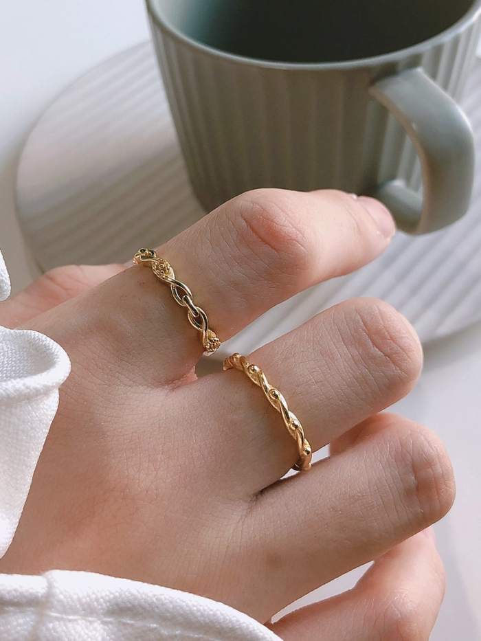 925 Sterling Silver Cubic Zirconia Geometric Minimalist Band Ring