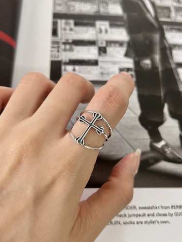 925 Sterling Silver Cross Minimalist Band Ring