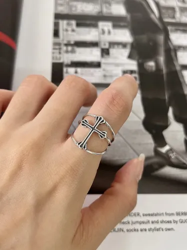 925 Sterling Silver Cross Minimalist Band Ring