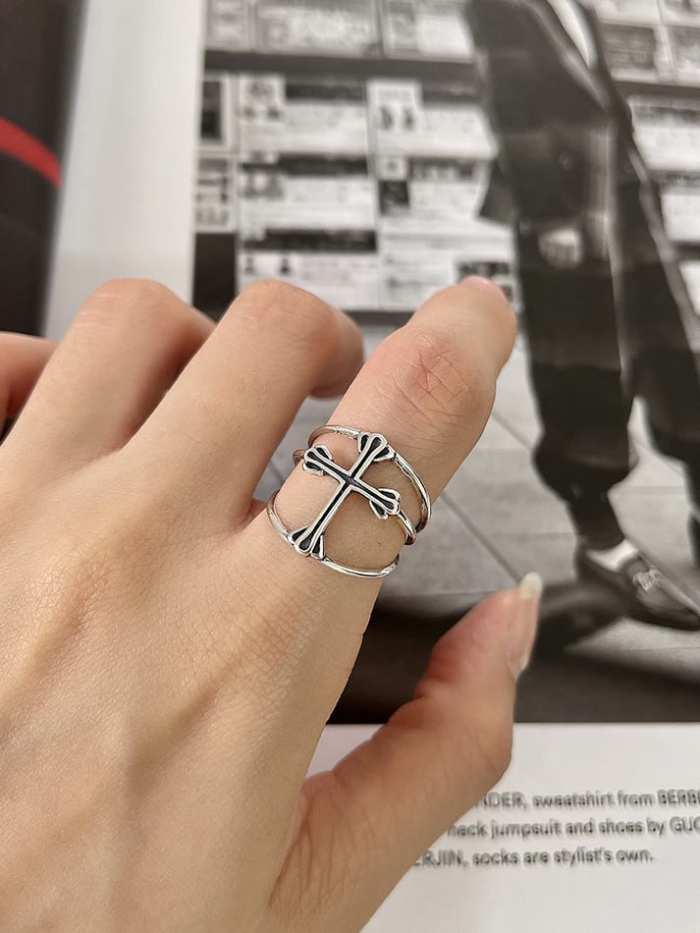 925 Sterling Silver Cross Minimalist Band Ring