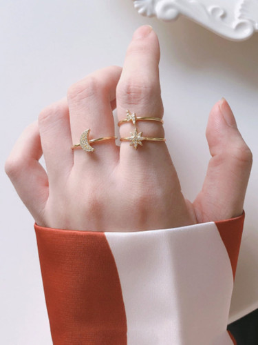 925 Sterling Silver With Gold Plated Simplistic Irregular Free Size  Rings