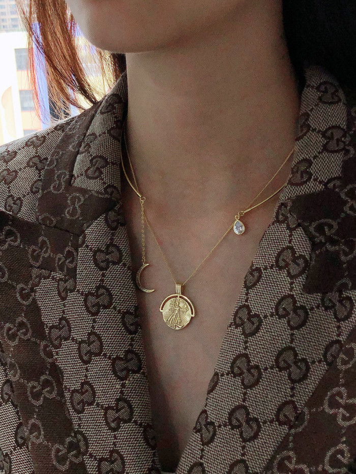 925 Sterling Silver With Gold Plated Simplistic Water Drop Necklaces