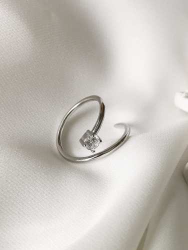 925 Sterling Silver with Cubic Zirconia free size Ring