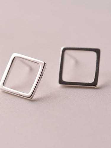 925 Sterling Silver  Hollow Geometric Minimalist Stud Earring
