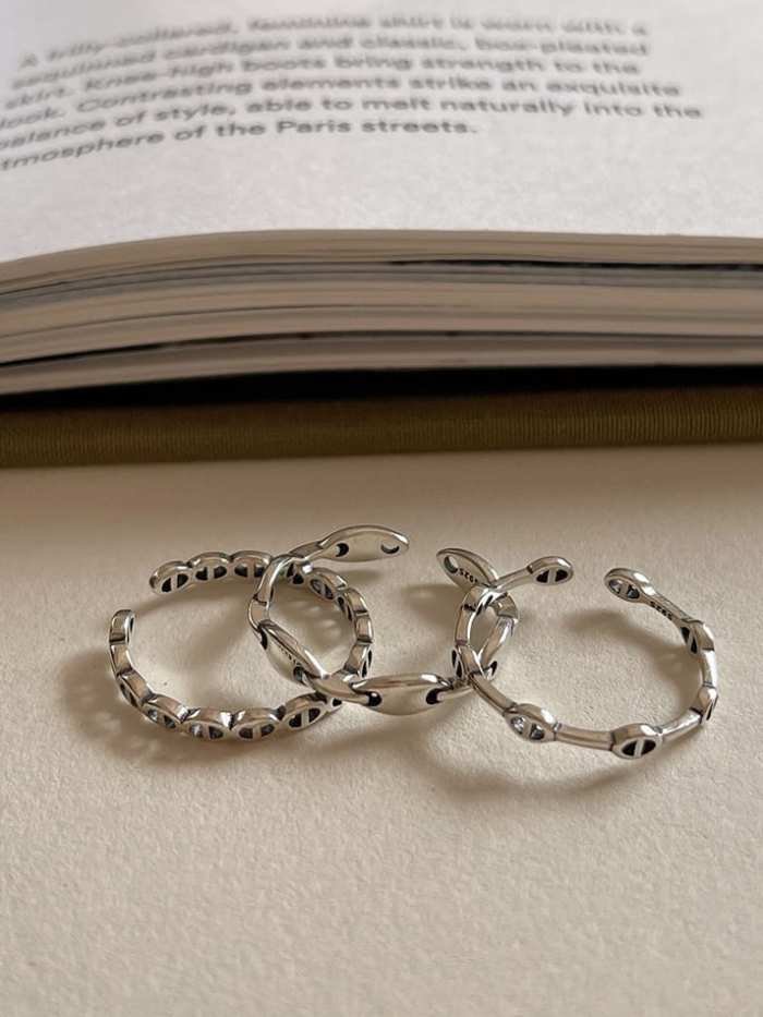 925 Sterling Silver Hollow Irregular Vintage Band Ring