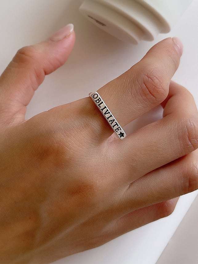 925 Sterling Silver Hollow Geometric Vintage Band Ring