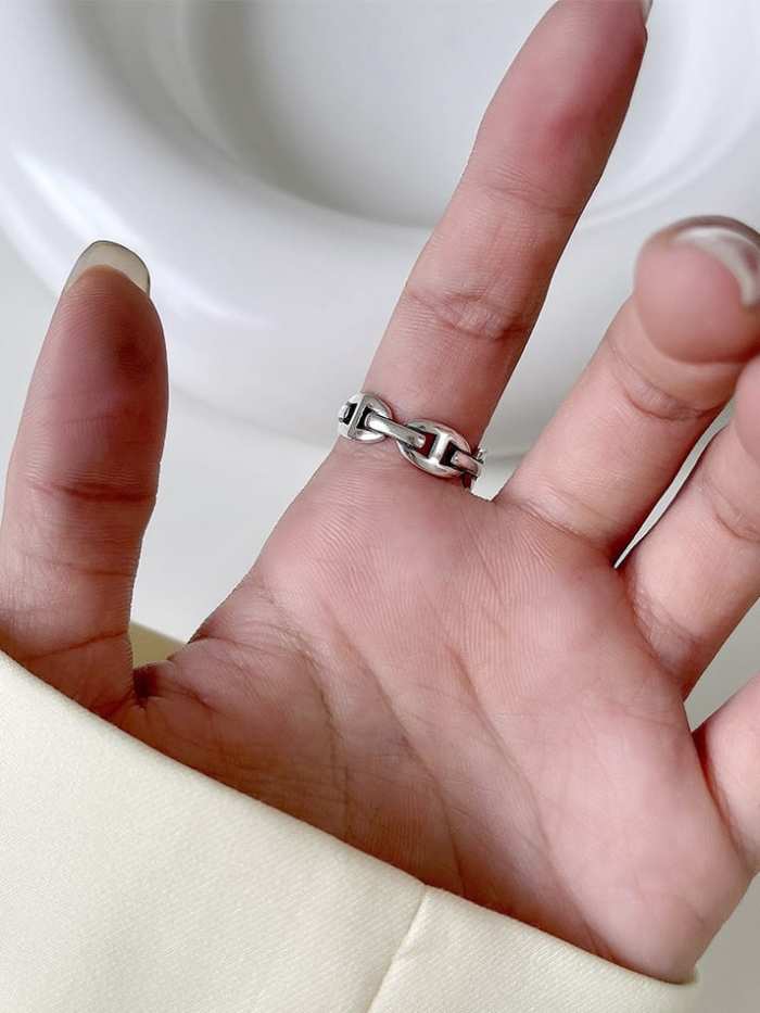 925 Sterling Silver  Hollow Irregular Vintage Band Ring