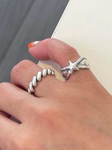 925 Sterling Silver Twist Irregular Vintage Band Ring