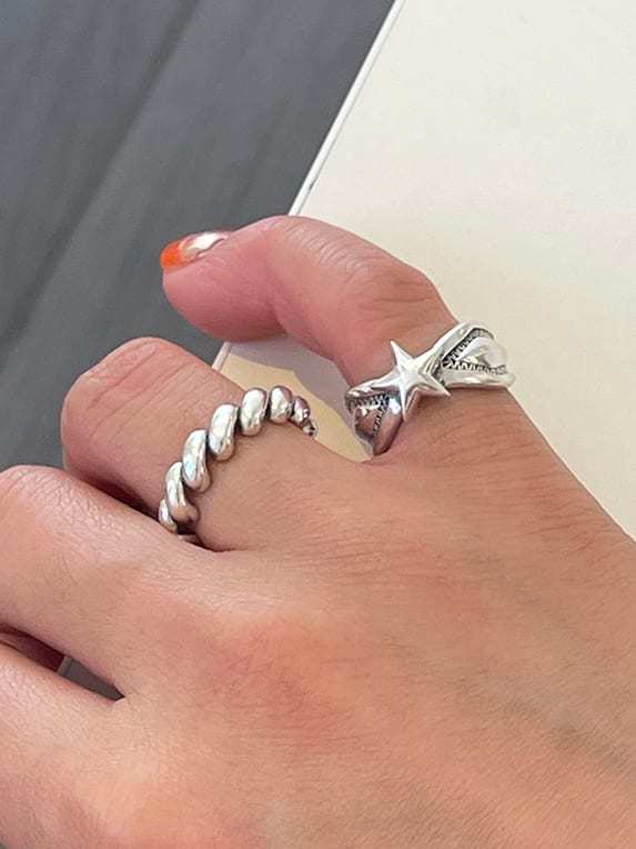 925 Sterling Silver Twist Irregular Vintage Band Ring