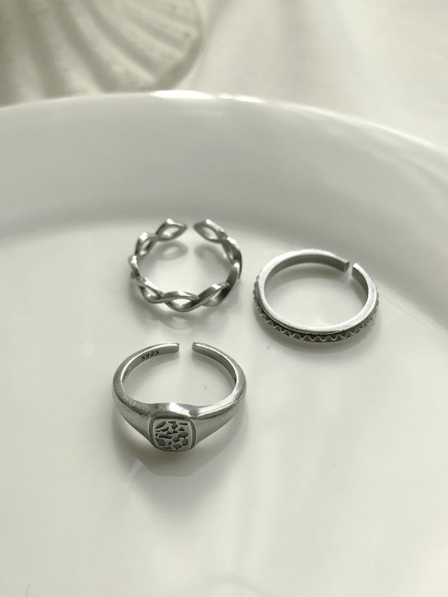925 Sterling Silver Geometric Vintage  Free Size Midi Ring